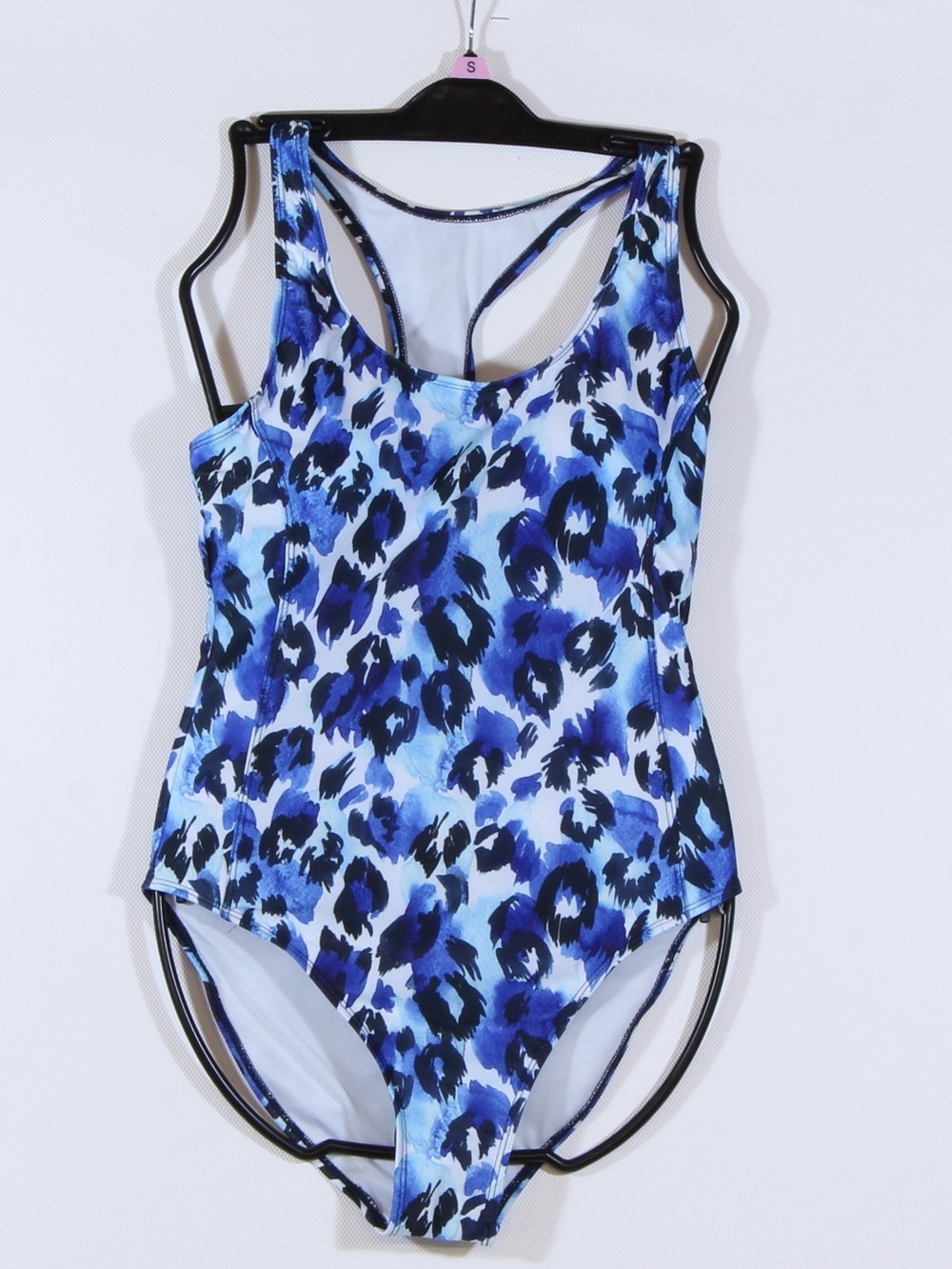 Nicole Miller Blue Cheetah Print Racerback One Piece Swimsuit NWT